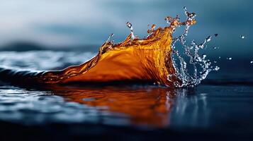 A splash of orange liquid on the water photo