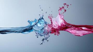 Two water droplets are splashing into each other photo
