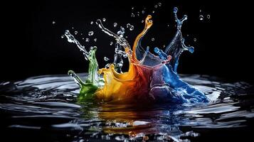 Colorful splash of water photo