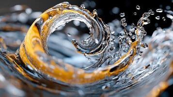A close up of water splashing on a black background photo