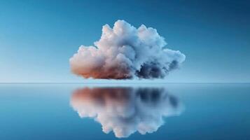 A large cloud floating in the sky above a calm body of water photo