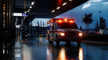 Ambulance in the rain photo