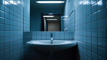A bathroom with a sink and a mirror photo