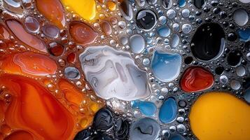 An abstract image of colorful liquid and bubbles photo