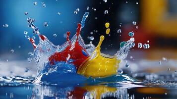 A splash of water with a splash of paint in the middle photo