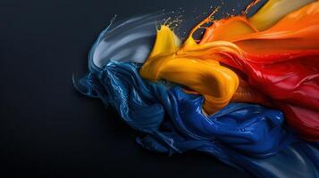 Colorful liquid flowing over a black background photo