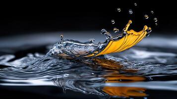 A yellow umbrella floating in water photo
