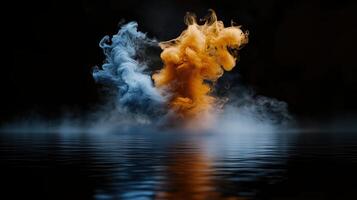 Colorful smoke in water photo
