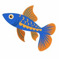 cartoon cute fish guppy.Colorful illustration fish on white background Pro . Suitable for children's books on zoology, sticker, mascot,logo. vector