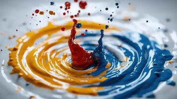 A close up of a paint splattered paint photo