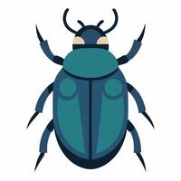 Egyptian scarab beetle.Cartoon flying insect on white. Suitable for children's books on ethnology, sticker, mascot, logo. Illustration top view on white background. vector