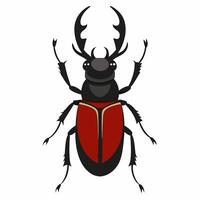 Stag beetle insect,flying that have long and strong horns red color.Cartoon large stag beetle on white. illustration top view on white background. Suitable for children's books on ethnology vector