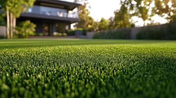 Artificial grass lawns in the suburbs photo