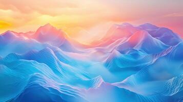 An abstract image of mountains with clouds and sun photo