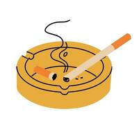 Ashtray with smoked cigarettes. vector