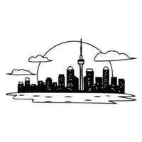 Silhouette of a Metropolitan Skyline Under a Starry Sky vector