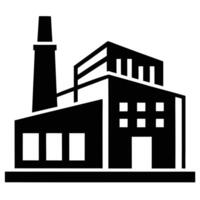 Black and White Factory Silhouette for Manufacturing vector