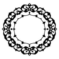 A black and white circular frame with ornate design vector