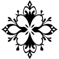 A black and white flower design with a flower in the center vector