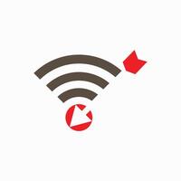 hotspot signal indicator logo with elegant arrow suitable for technology identity red vector