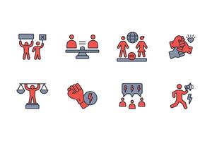 activism protest icon set colours vector