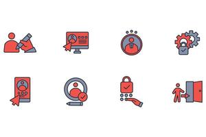 User account icon set.Editable stroke.linear style sign for use web design vector