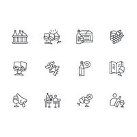 Wine icon set line vector