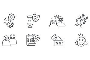 Comedy icon set.Editable stroke.linear style sign for use web design vector