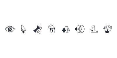 Anatomy icon set.Editable stroke.linear style sign for use web design vector