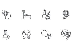 sickness icon set line vector