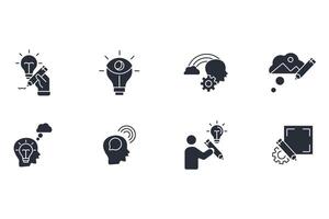 Creativity icon set flat with vector