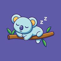 Cute Koala Sleeping on Tree Cartoon Animal Nature Icon vector