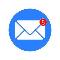 envelope with email symbol on blue background vector