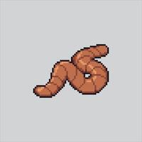 Pixel art illustration Worm Bait. Pixelated Fishing Bait. Earth Worm Fishing Bait Icon pixelated for the pixel art game and icon for website and game. old school retro. vector