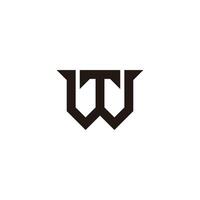 letters wt simple linked geometric lines logo vector