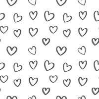 seamless pattern heart shapes with black lines in hand drawn doodle style on white background. Design for baby and kid decoration, wrapping paper, wall art, card, fabric, and print. vector