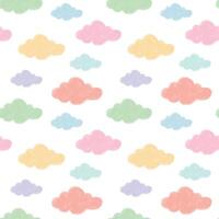 seamless pattern pastel colorful clouds. hand drawn illustration background. Design for baby and kid decoration, fabric, card, print, and wallpaper, and wall art. vector