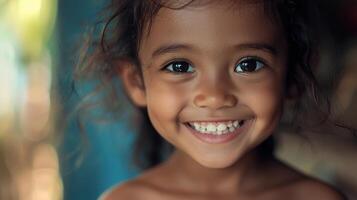 A young girl smiles for the camera photo