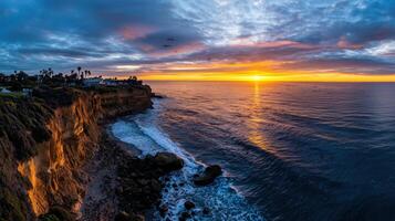 The sunset over the ocean in san diego photo
