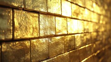 Golden wall background with golden tiles photo