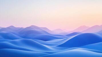 3d rendering of mountains and sand dunes at sunset photo