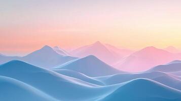 3d rendering of mountains at sunset photo