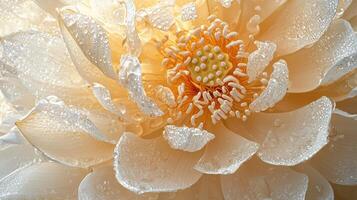 A close up of a white flower with water droplets photo