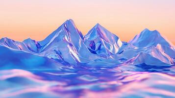 3d rendering of ice mountains in the ocean photo