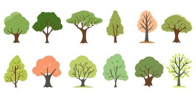 Collection of flat trees Icon. vector