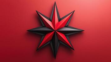 A red and black star on a red background photo
