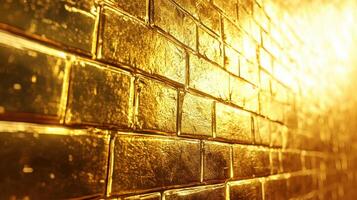 Golden bricks wall background photo