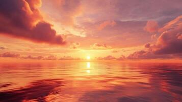 Sunset over the ocean with clouds and water photo