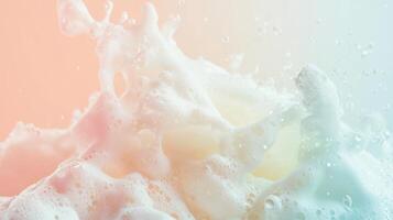 A close up of a white liquid splashing on a colorful background photo