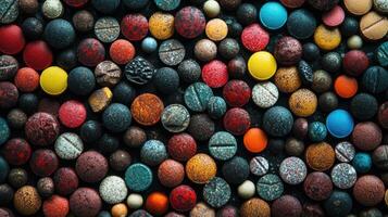 A large pile of colorful pills photo